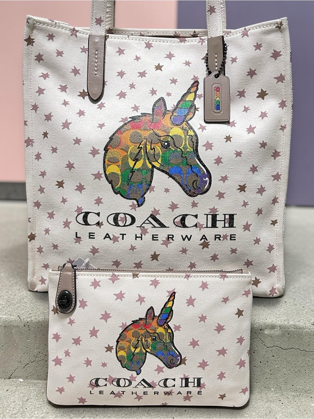 COACH Pride 2020 2 Piece Canvas Tote & Pouch
